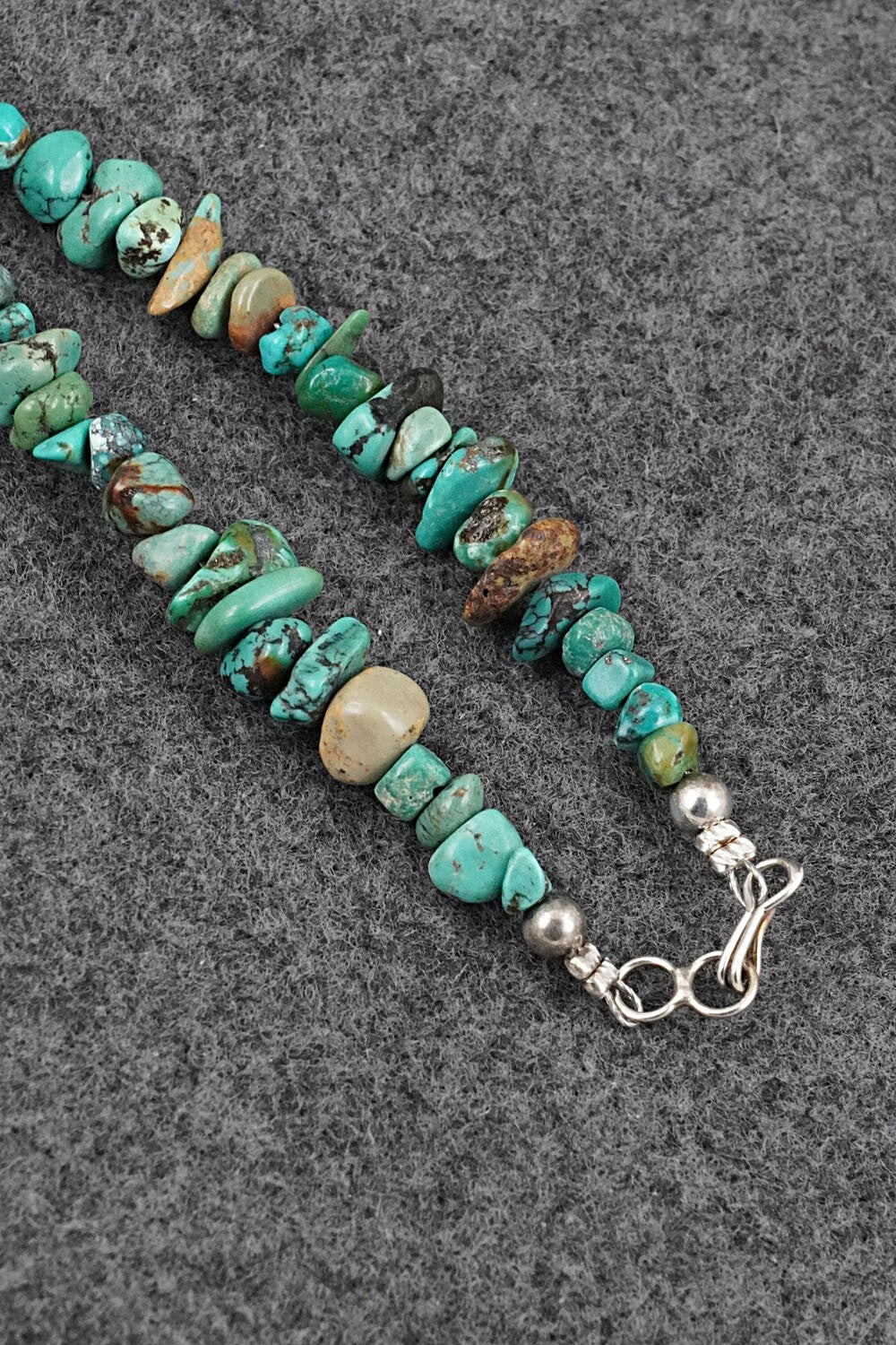 Turquoise & Sterling Silver Necklace 38" - Doreen Jake
