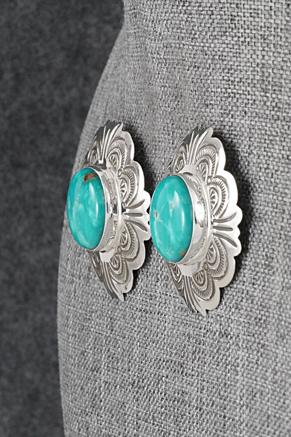 Turquoise & Sterling Silver Earrings - Arnold Blackgoat