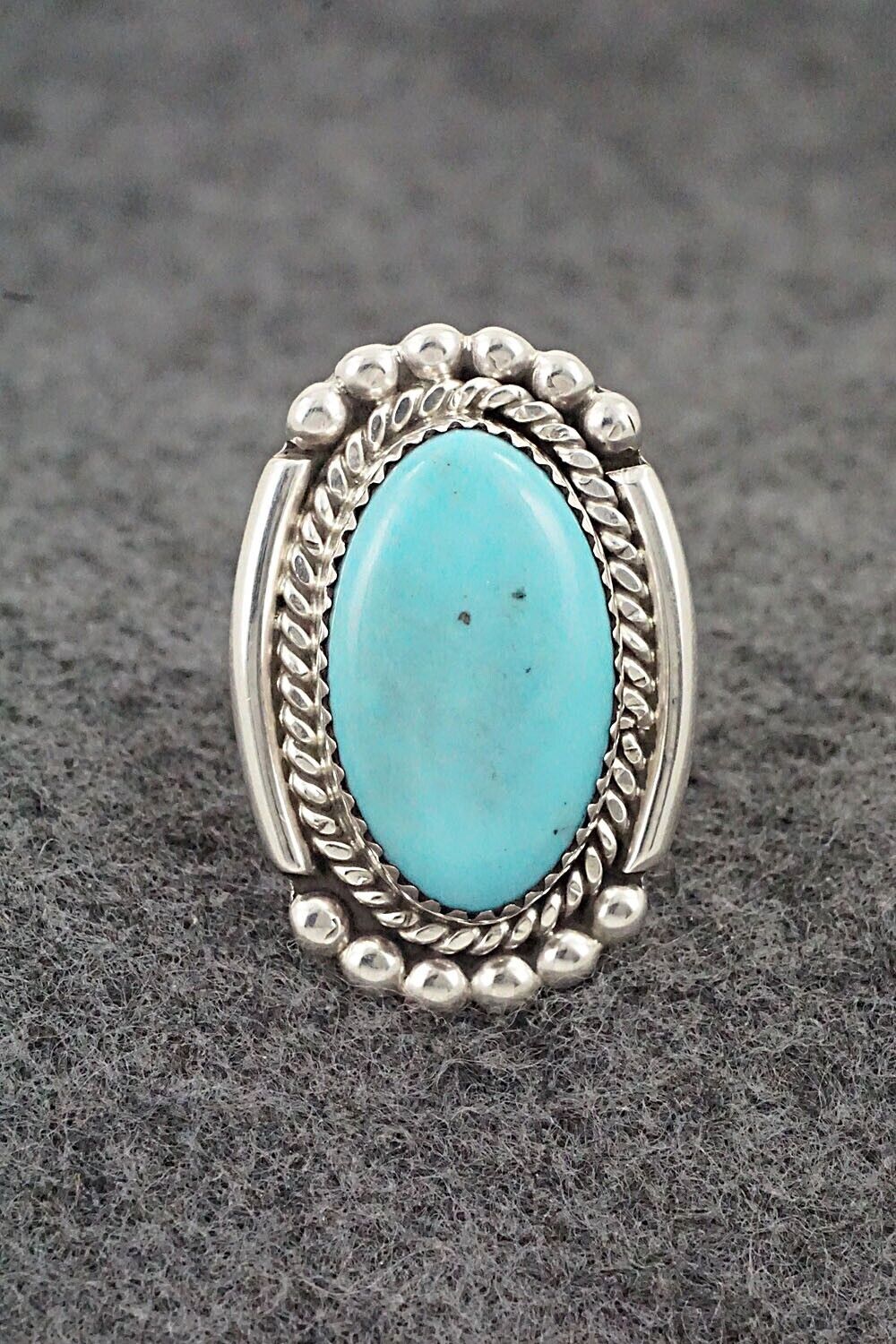 Turquoise & Sterling Silver Ring - Kenny Calavaza - Size 7.5