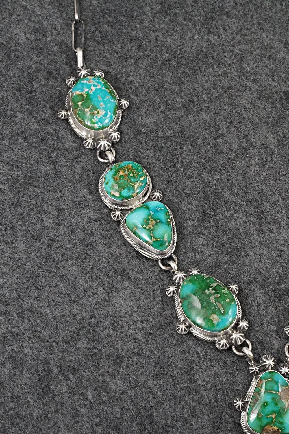 Turquoise & Sterling Silver Necklace and Earrings Set - Bobby Johnson