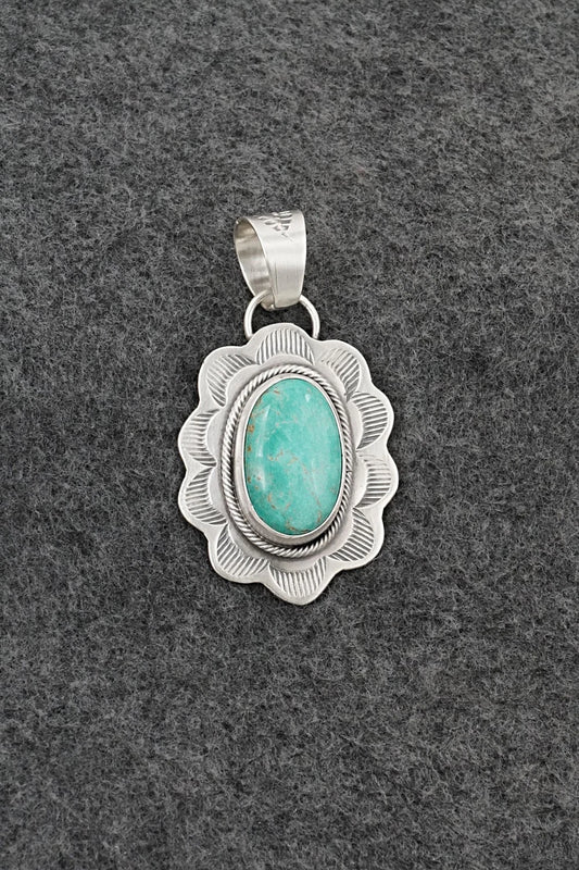 Turquoise & Sterling Silver Pendant - Cordell Platero