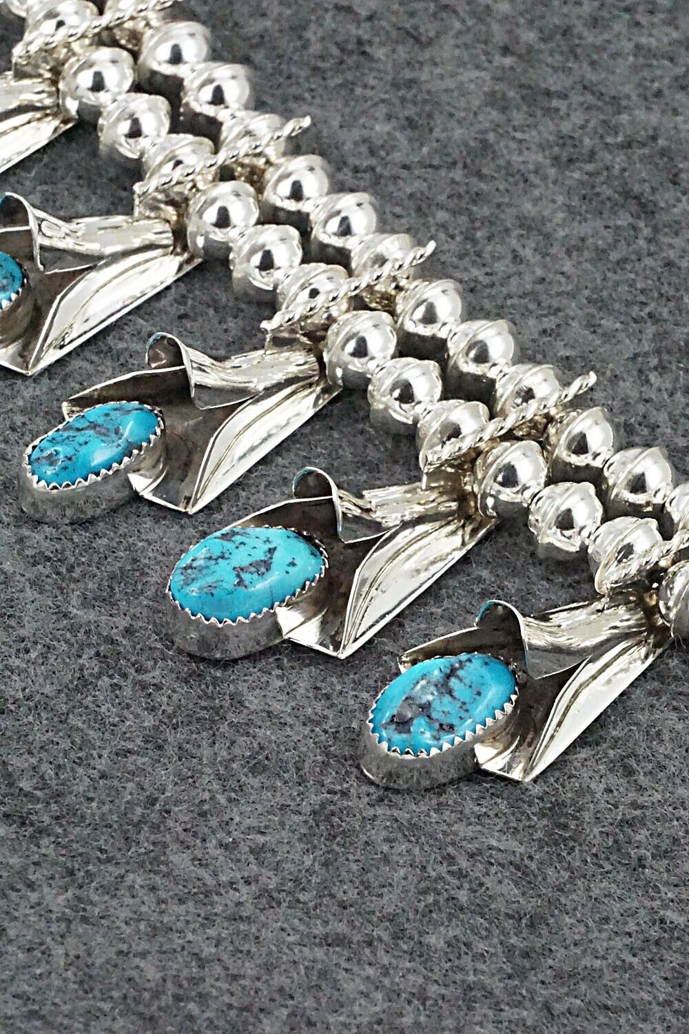 Turquoise & Sterling Silver Squash Blossom Set - Louise Yazzie