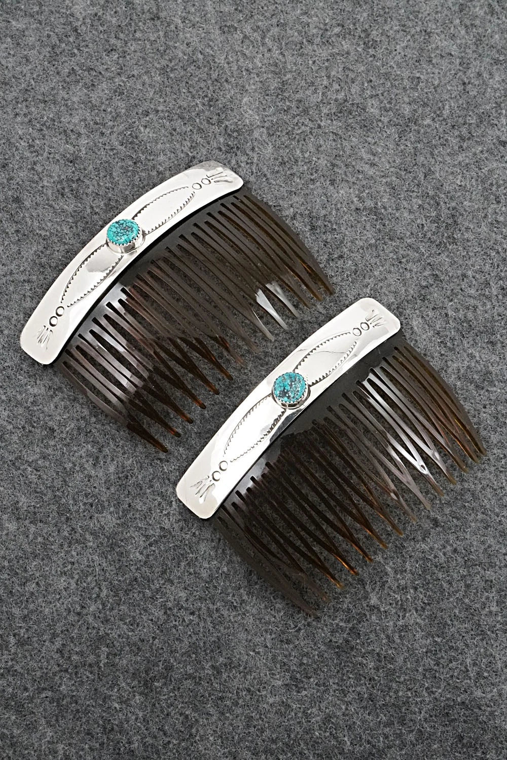 Turquoise & Sterling Silver Hair Combs - Joann Silver