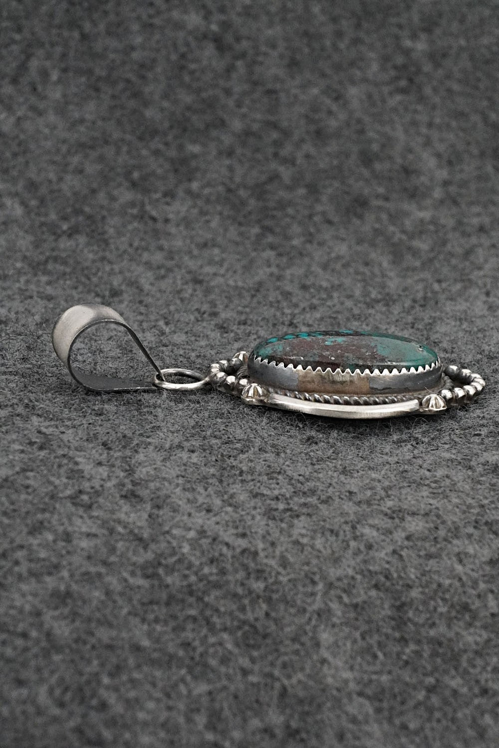 Turquoise and Sterling Silver Pendant - Leslie Nez