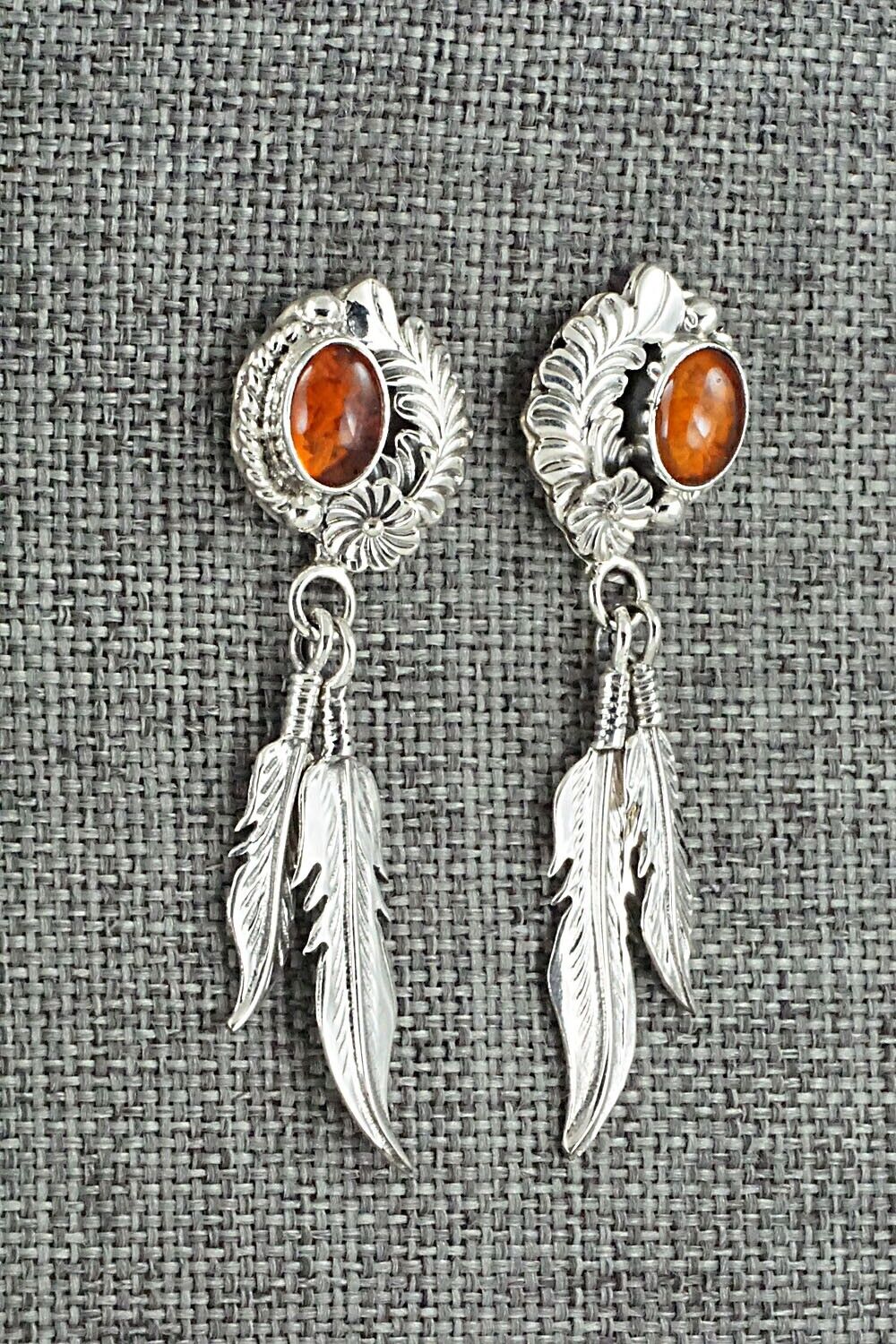 Amber & Sterling Silver Earrings - Annie Spencer