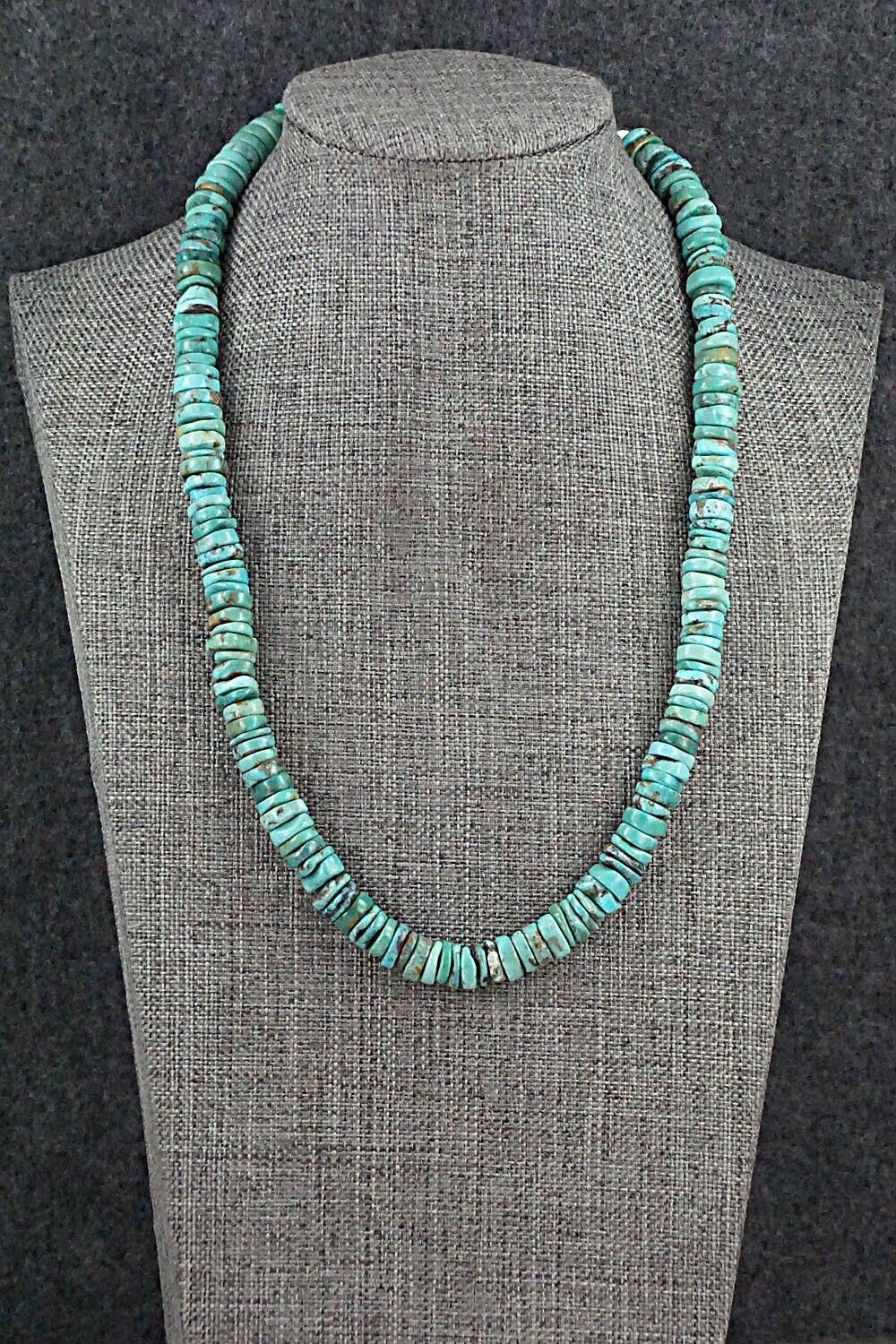 Turquoise & Sterling Silver Necklace 18" - Doreen Jake