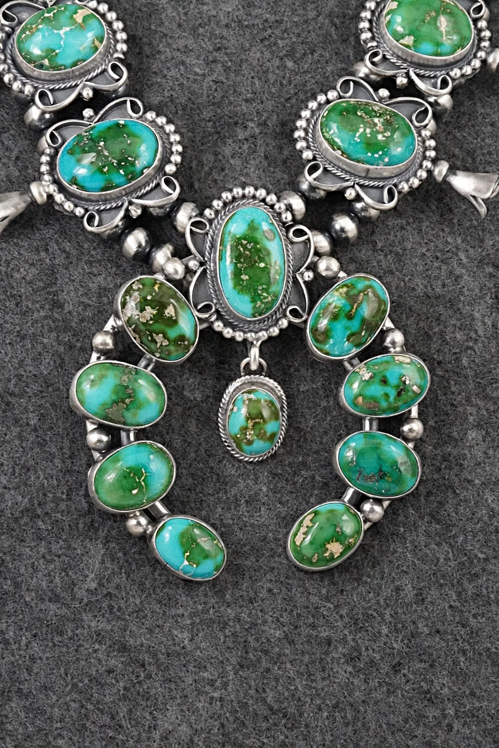 Turquoise & Sterling Silver Squash Blossom Set - Darrin Livingston