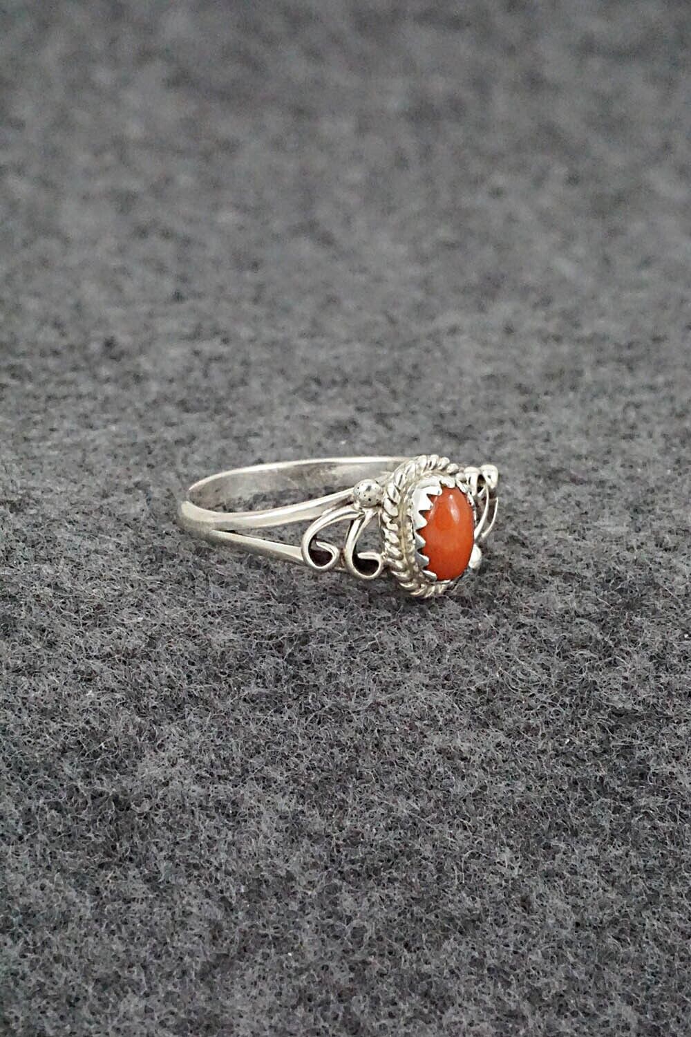 Coral & Sterling Silver Ring - Letricia Largo - Size 6.75