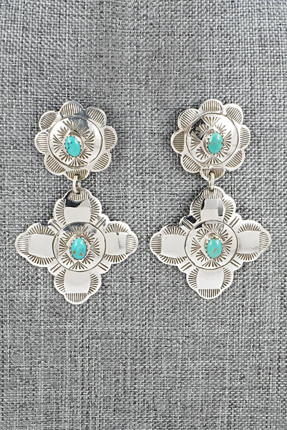 Turquoise & Sterling Silver Earrings - Bertha Begay