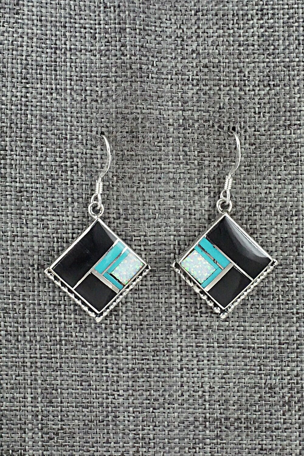 Multi-Stone & Sterling Silver Inlay Earrings - James Manygoats