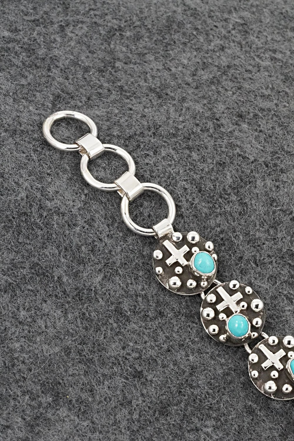 Turquoise & Sterling Silver Link Bracelet - Akee Douglas