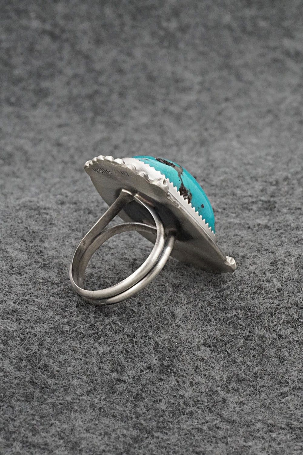 Turquoise & Sterling Silver Ring - Leslie Nez - Size 9.5