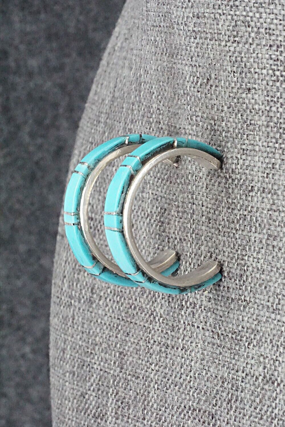 Turquoise & Sterling Silver Hoop Earrings - Terrance Panteah