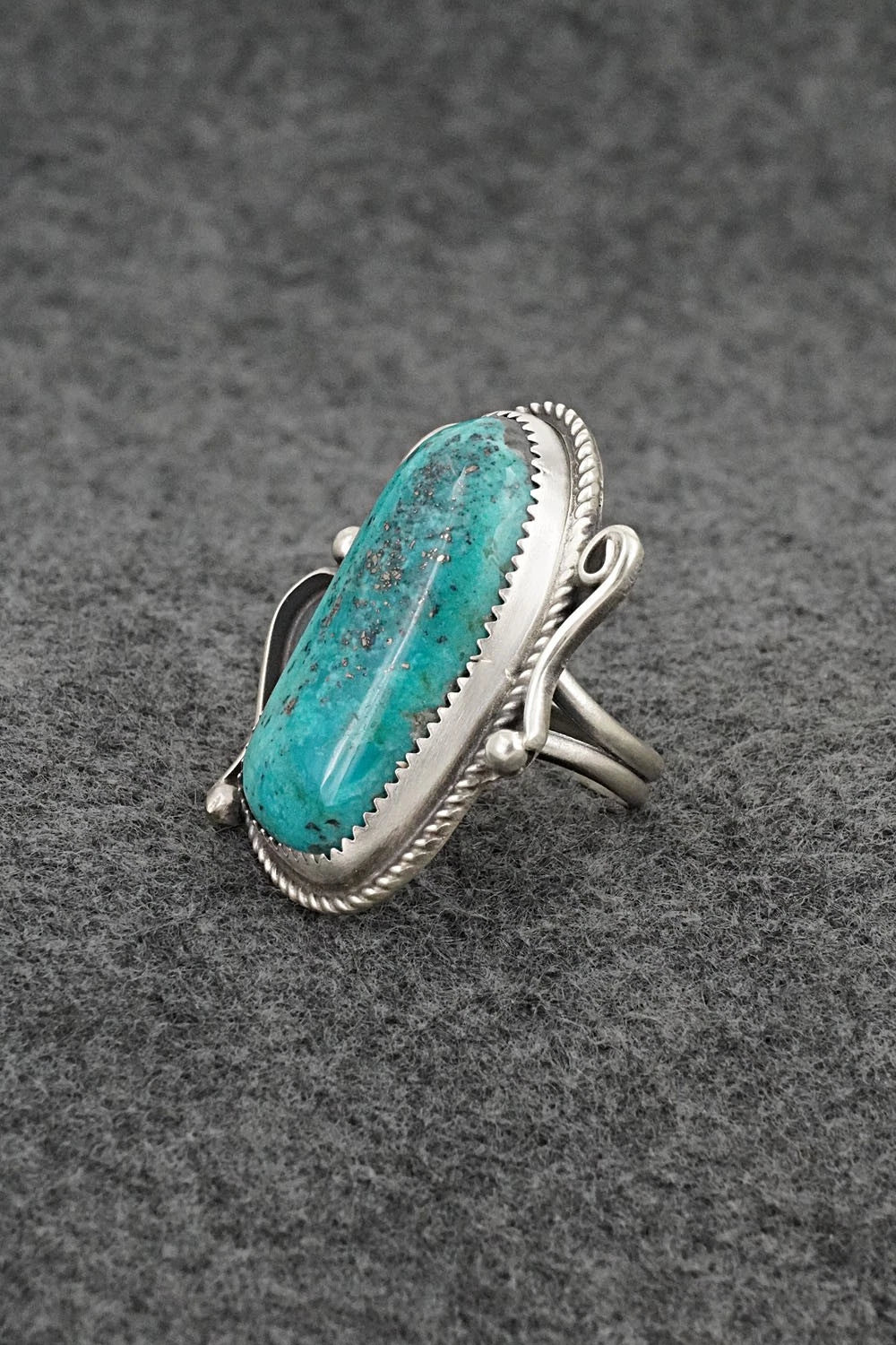 Turquoise & Sterling Silver Ring - Leslie Nez - Size 8