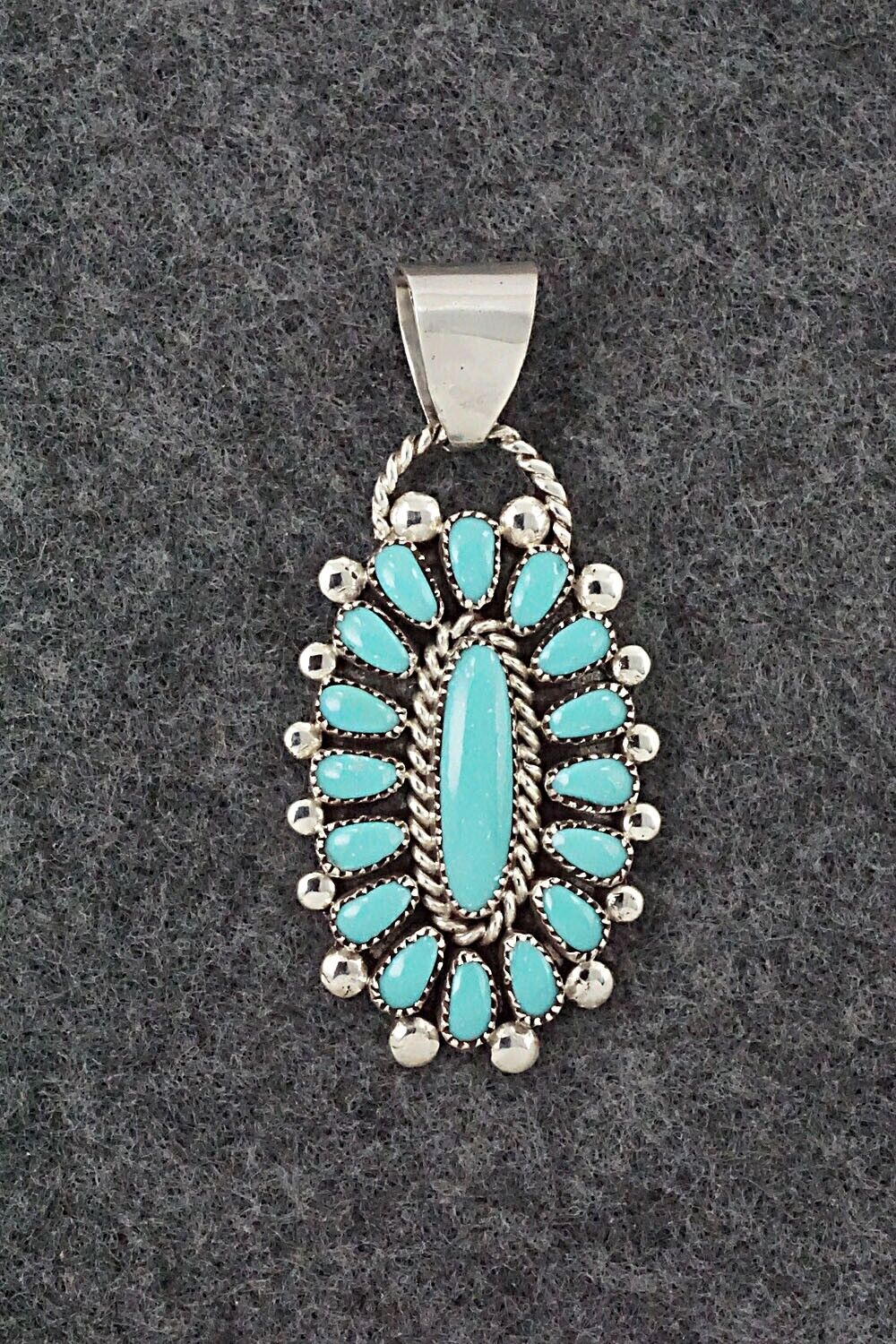 Turquoise & Sterling Silver Pendant - Lorraine Waatsa