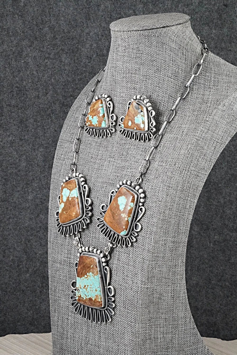 Turquoise & Sterling Silver Necklace and Earrings Set - Bob Becenti