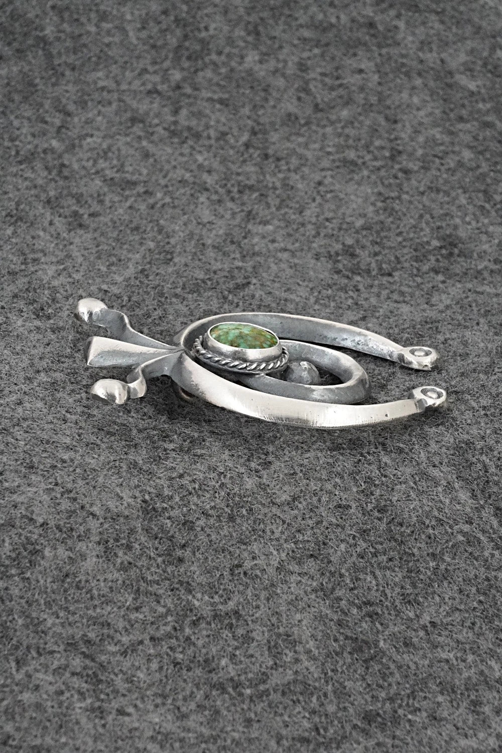 Turquoise & Sterling Silver Naja Pendant - Harrison Bitsue