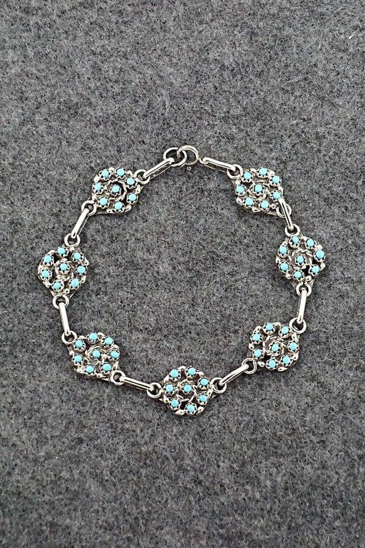 Turquoise & Sterling Silver Link Bracelet - Randy Hooee