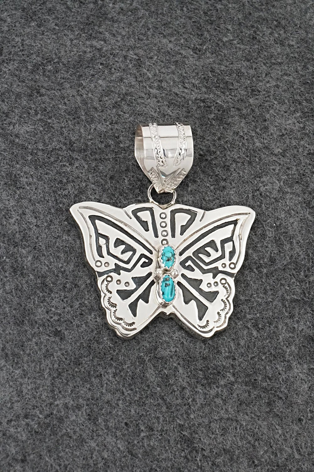 Turquoise & Sterling Silver Pendant - Alonzo Mariano