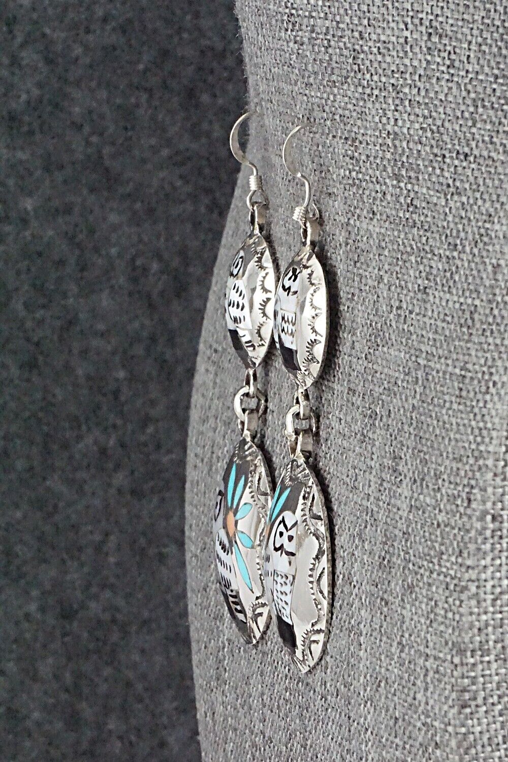 Multi Stone & Sterling Silver Earrings - Quintin Quam Sr.