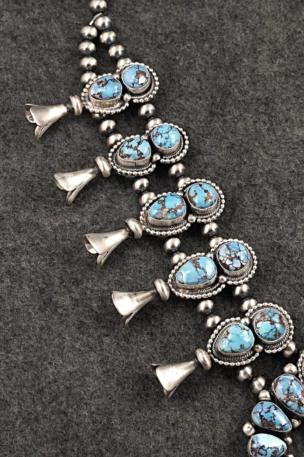 Turquoise & Sterling Silver Squash Blossom Set - Darrin Livingston