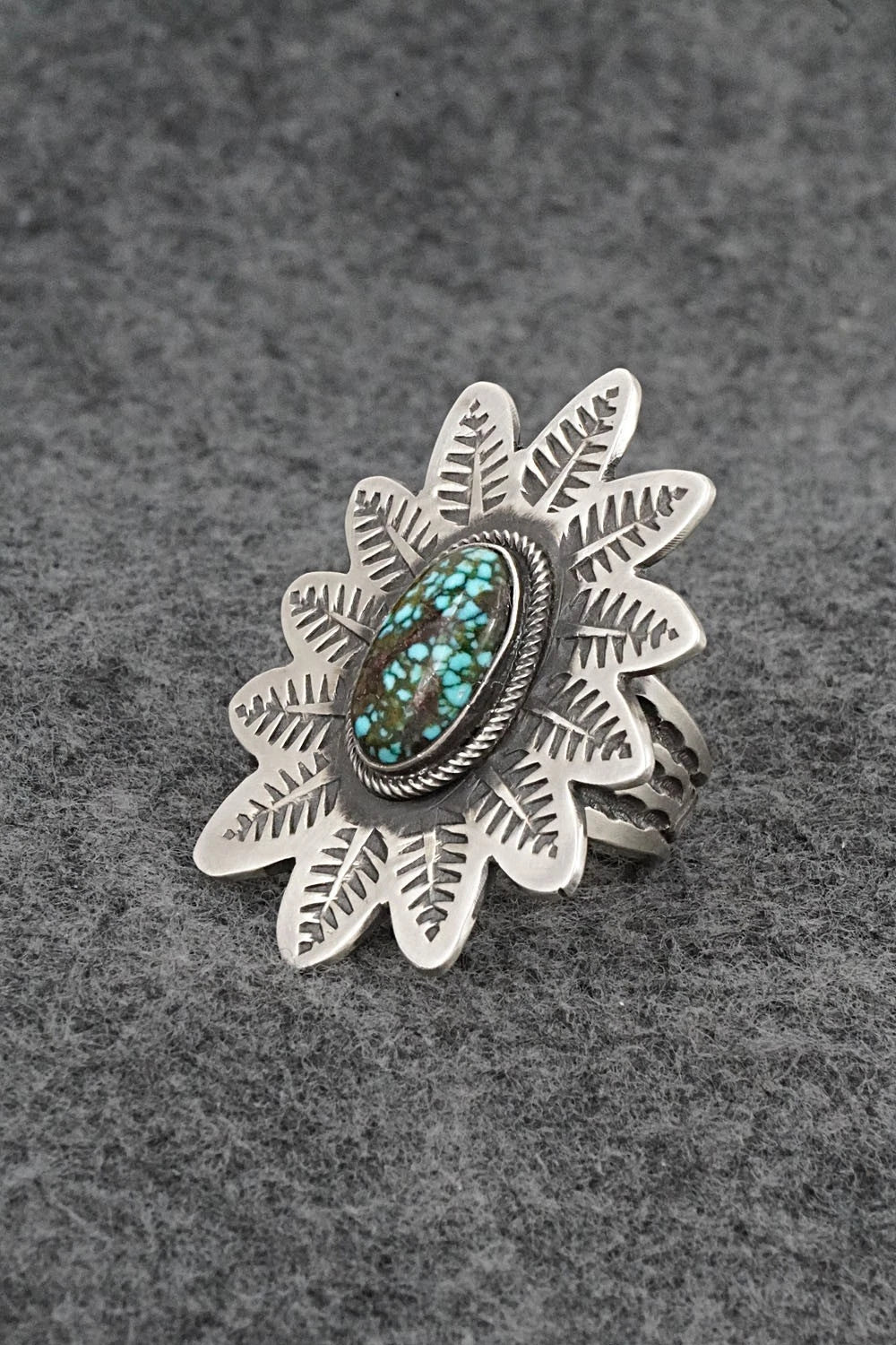 Turquoise & Sterling Silver Ring - Calvin Martinez - Size 8
