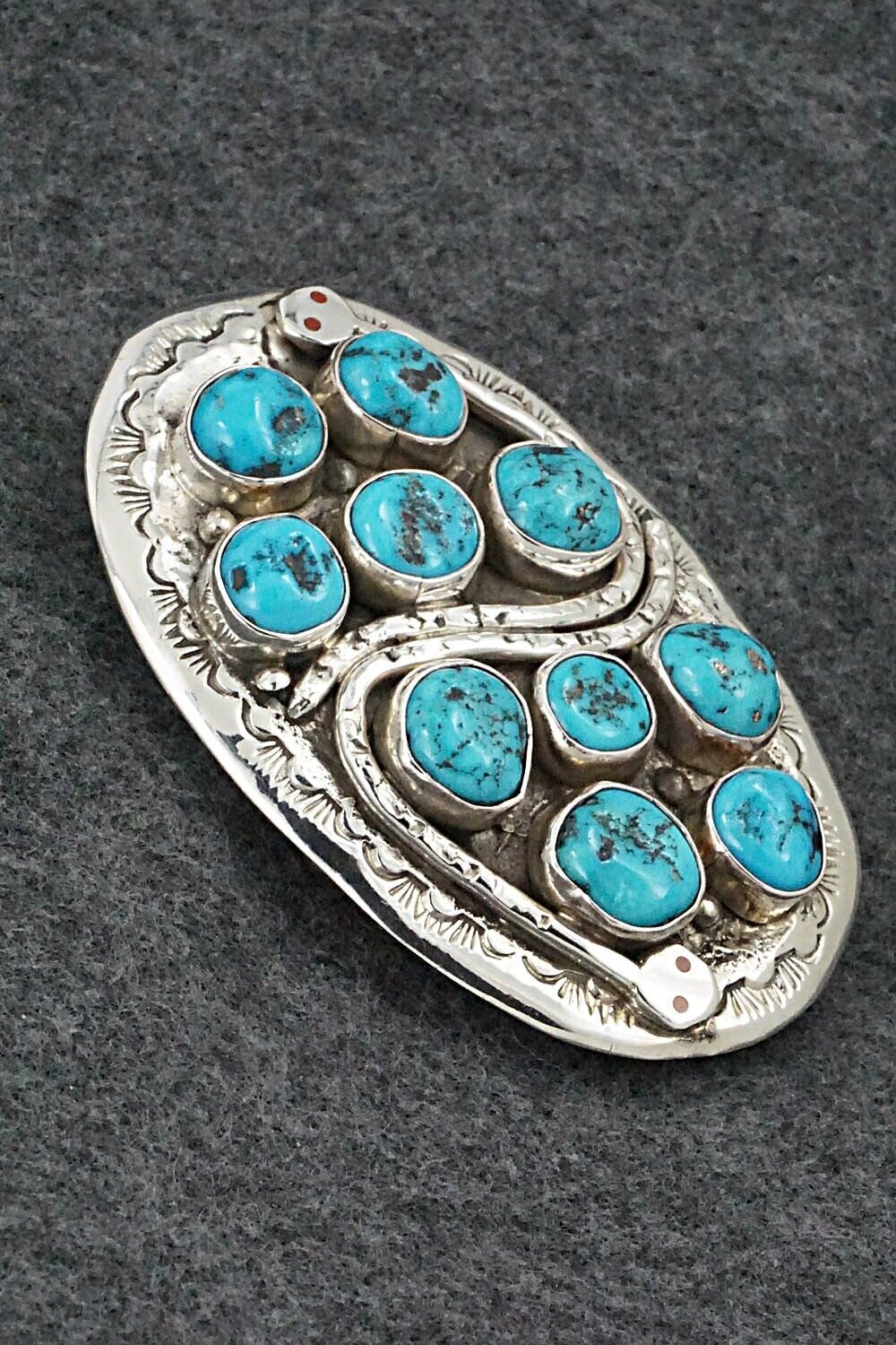 Turquoise & Sterling Silver Bolo Tie & Belt Buckle Set - Jude Candelaria