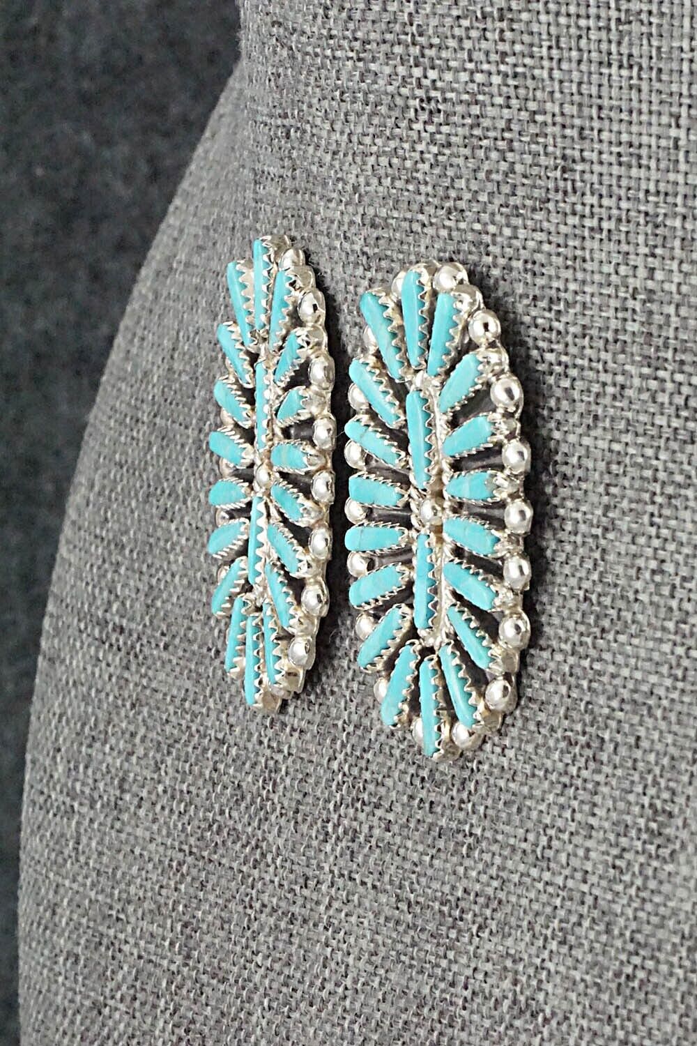 Turquoise & Sterling Silver Earrings - Lavell Byjoe