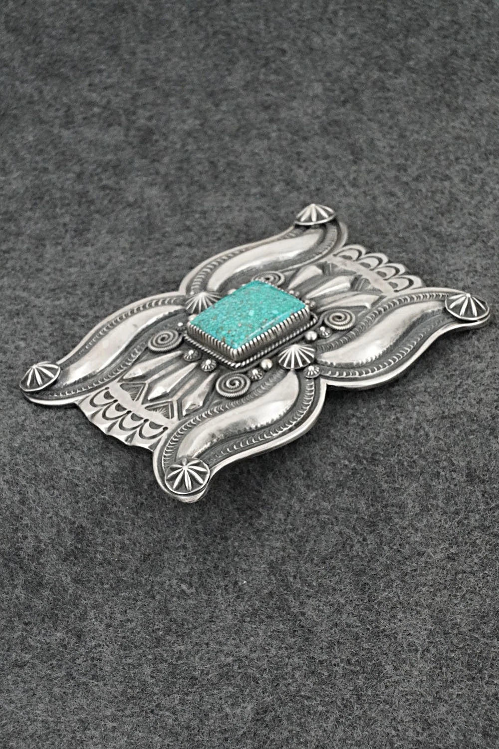 Turquoise & Sterling Silver Belt Buckle - Delbert Gordon