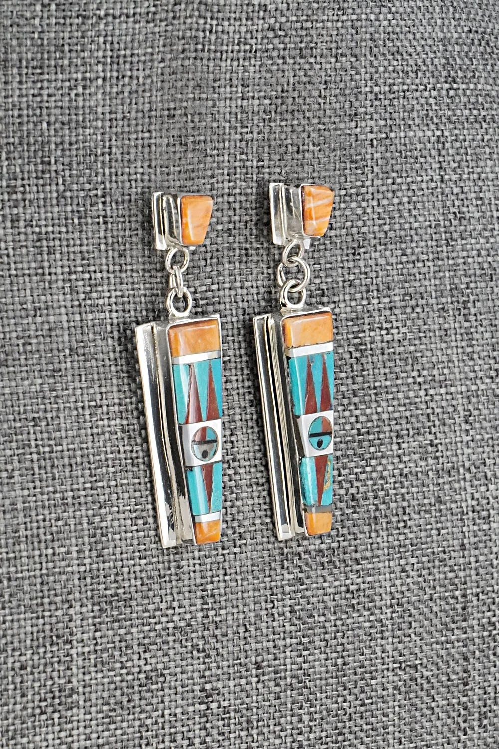 Multi-Stone & Sterling Silver Inlay Earrings - Rayland Edaakie