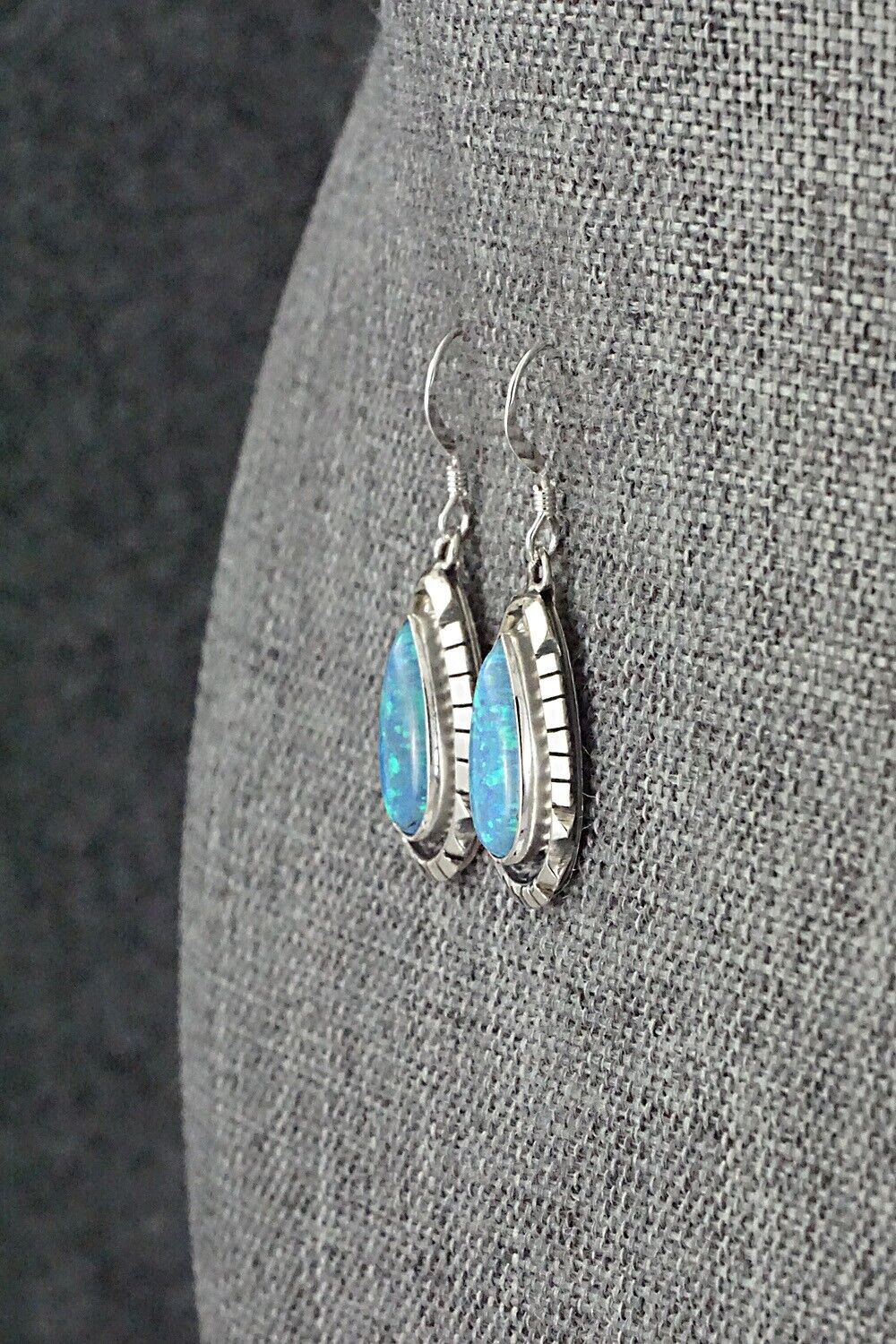 Opalite & Sterling Silver Earrings - Amos Begay