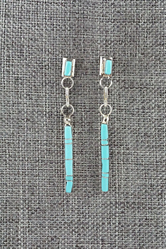 Turquoise & Sterling Silver Earrings - Roland Natachu