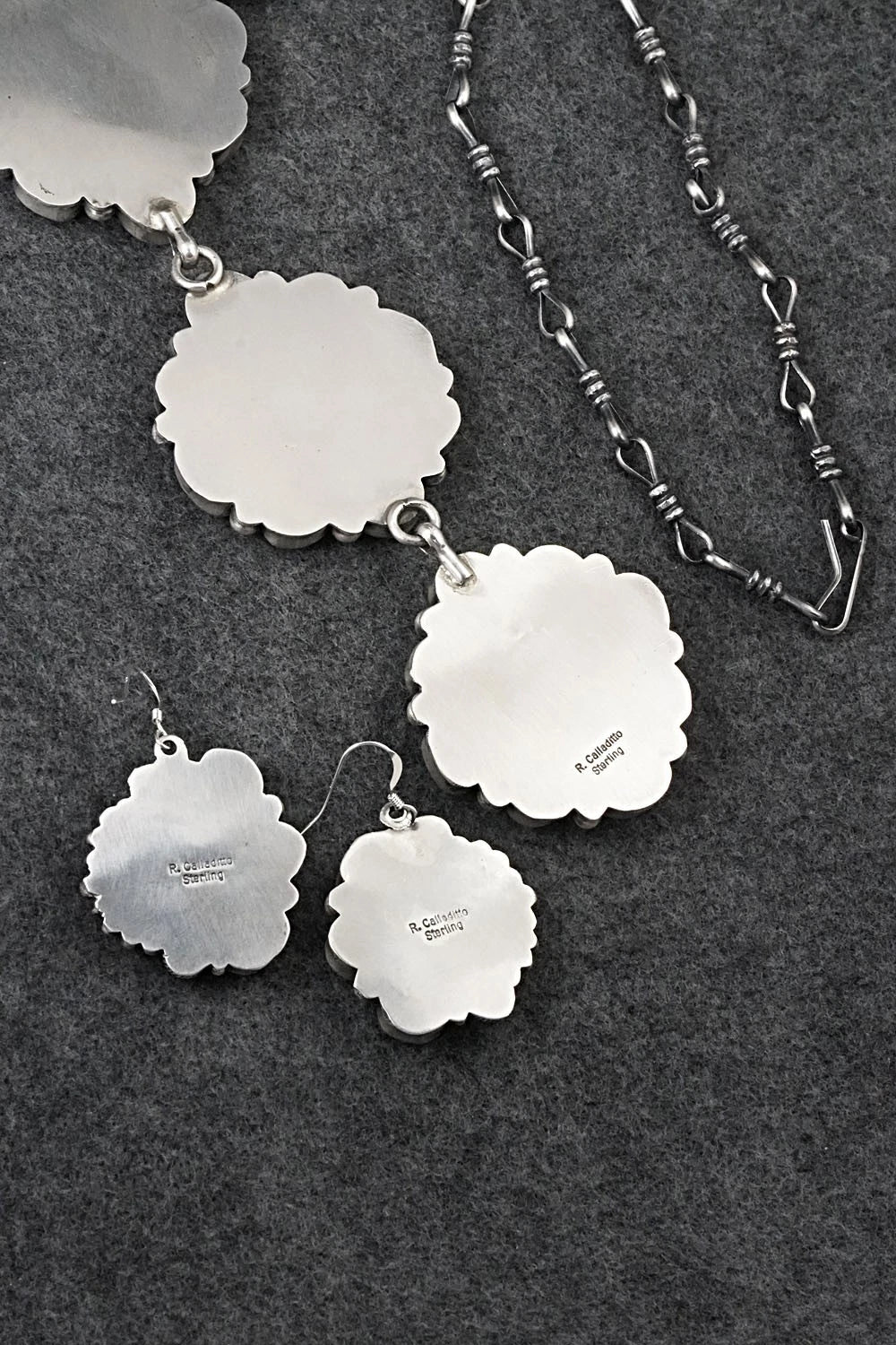 Turquoise & Sterling Silver Necklace and Earrings Set - Rosita Calladitto