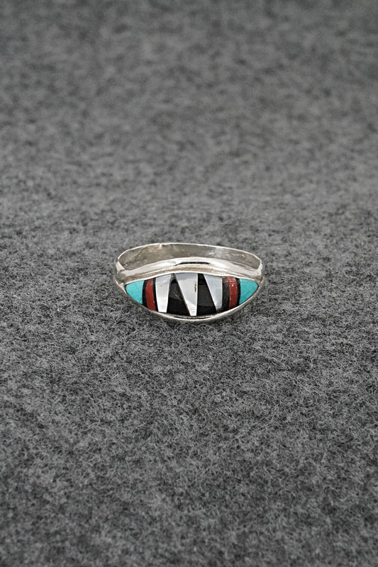 Multi-Stone & Sterling Silver Inlay Ring - Ola Eriacho - Size 9.5