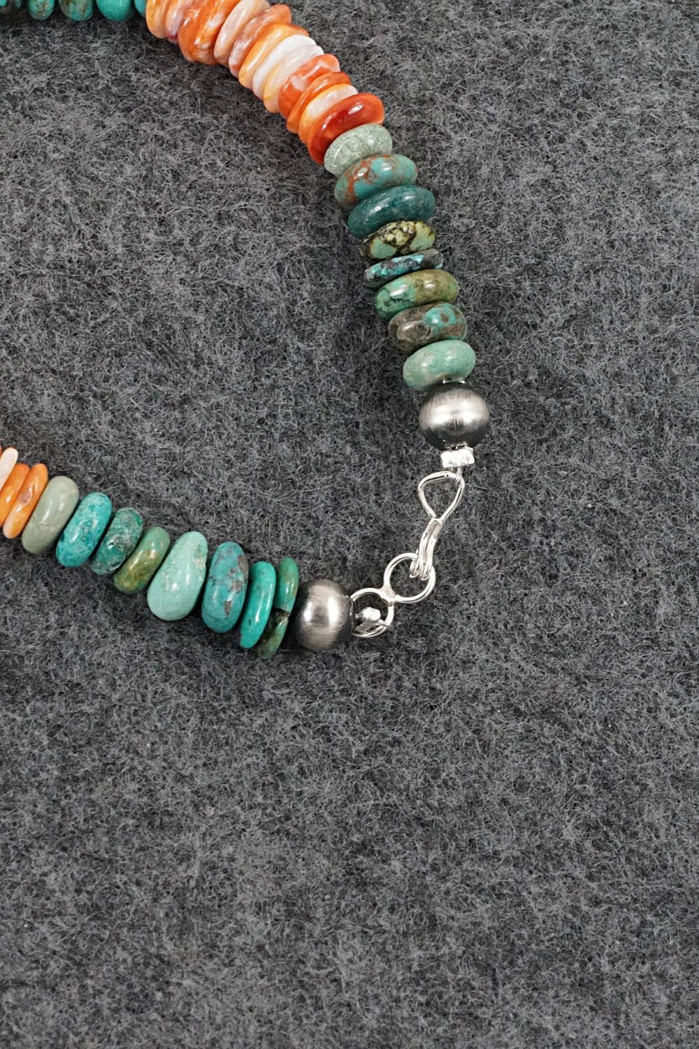 Turquoise, Spiny Oyster & Sterling Silver Bracelet - Doreen Jake