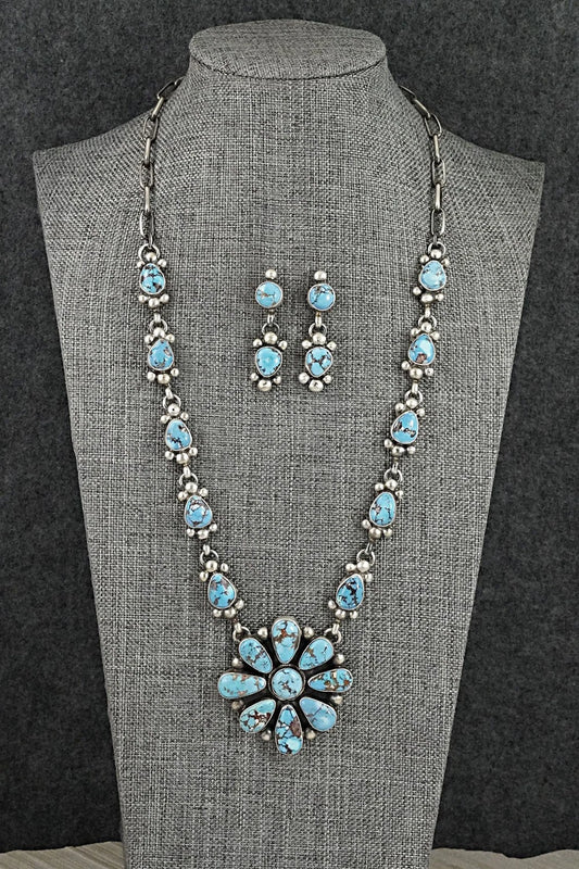 Turquoise & Sterling Silver Necklace and Earrings Set - Kathleen Livingston