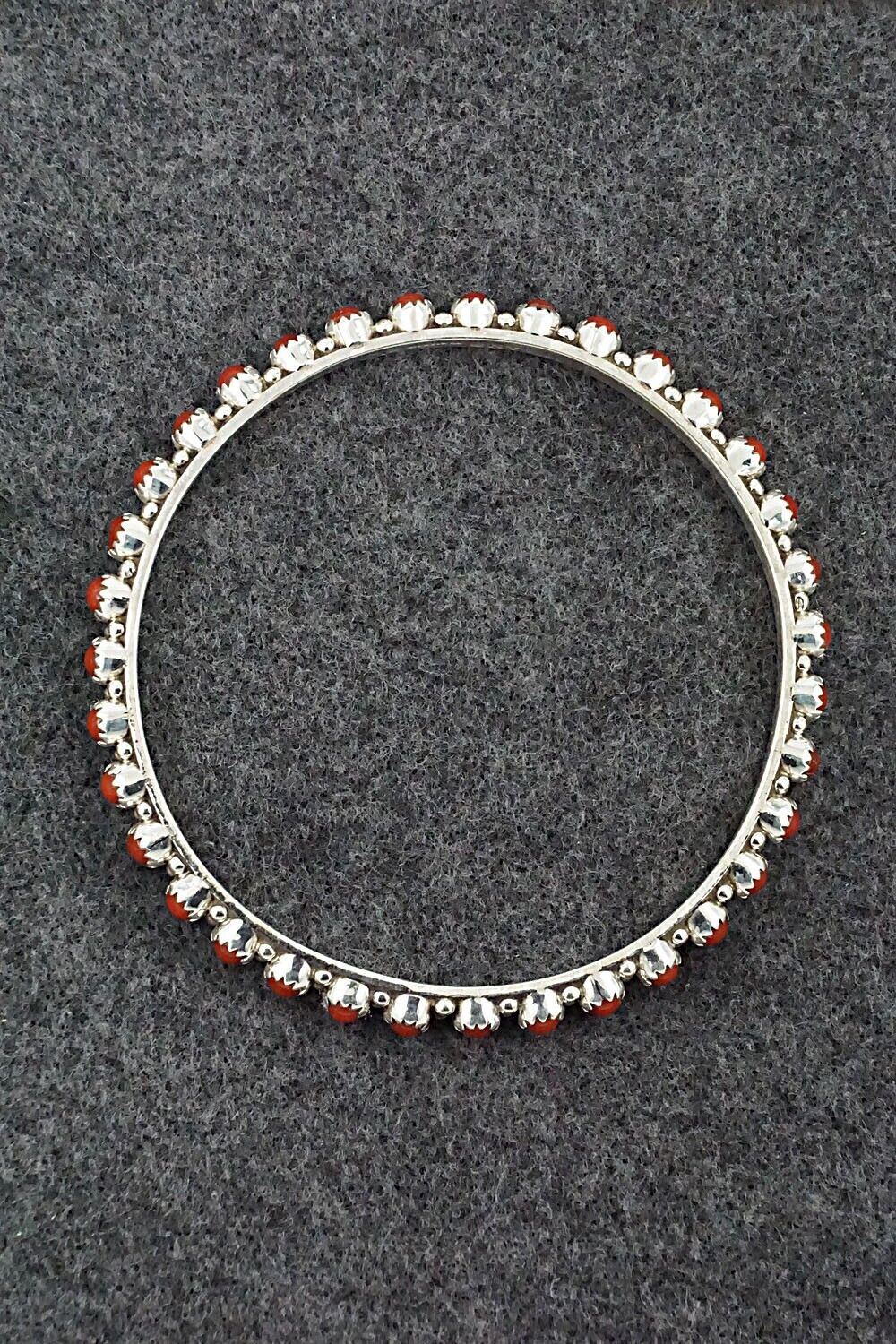 Coral & Sterling Silver Bangle - Gaynell Parker