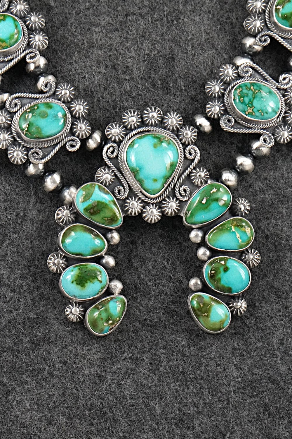 Turquoise & Sterling Silver Squash Blossom Set - Mark Yazzie
