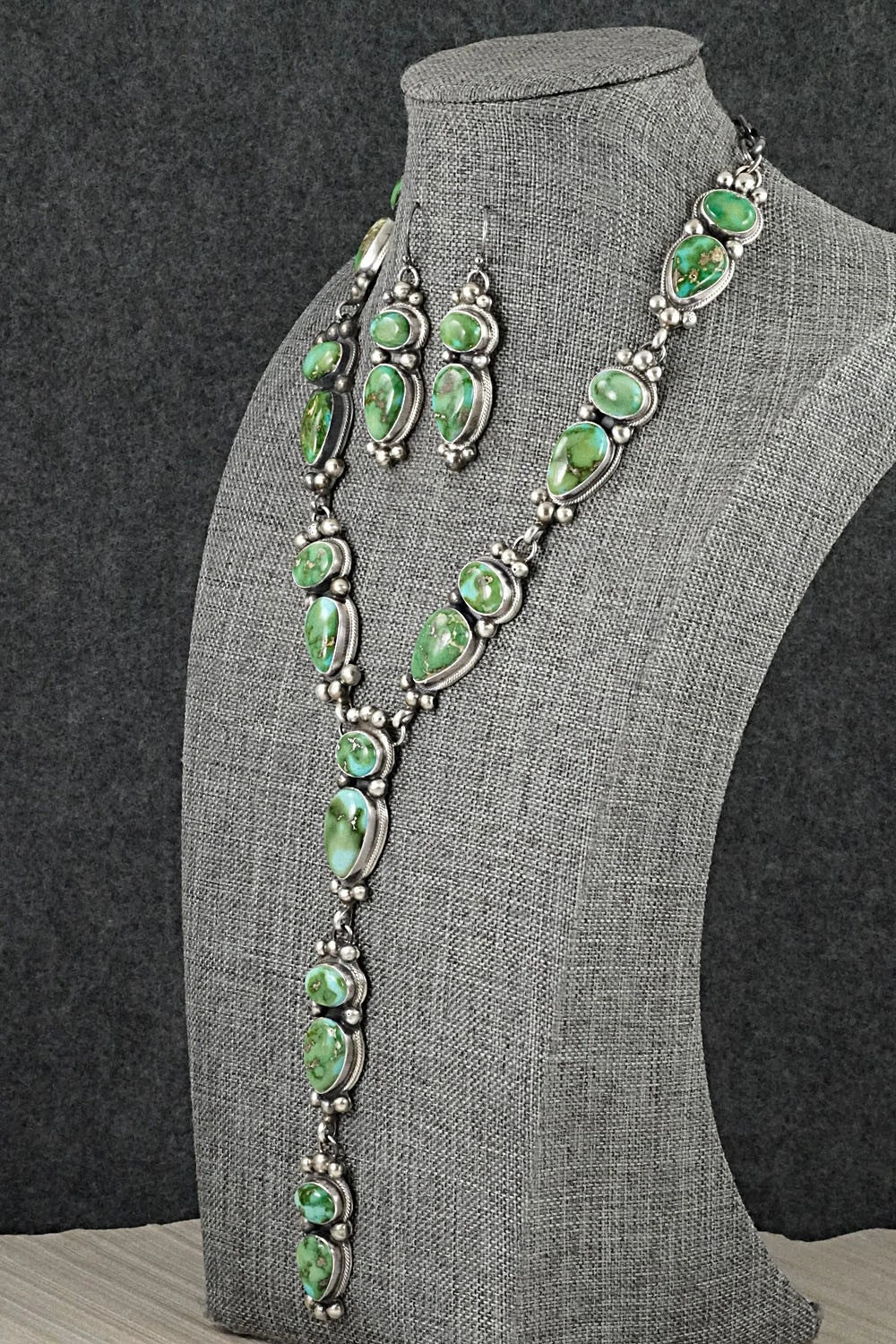 Turquoise & Sterling Silver Necklace and Earrings Set - Kathleen Livingston