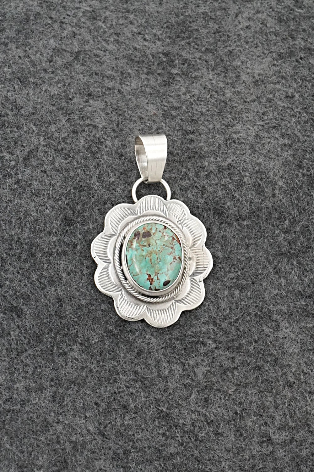 Turquoise & Sterling Silver Pendant - Cordell Platero