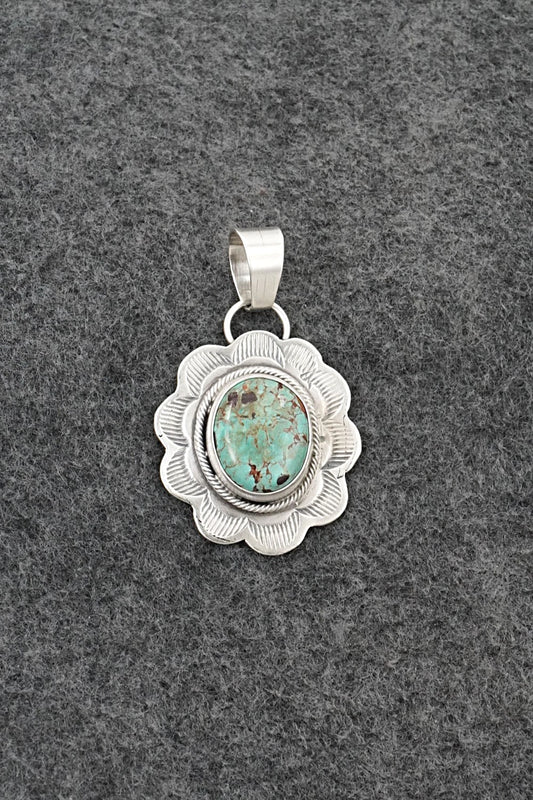 Turquoise & Sterling Silver Pendant - Cordell Platero