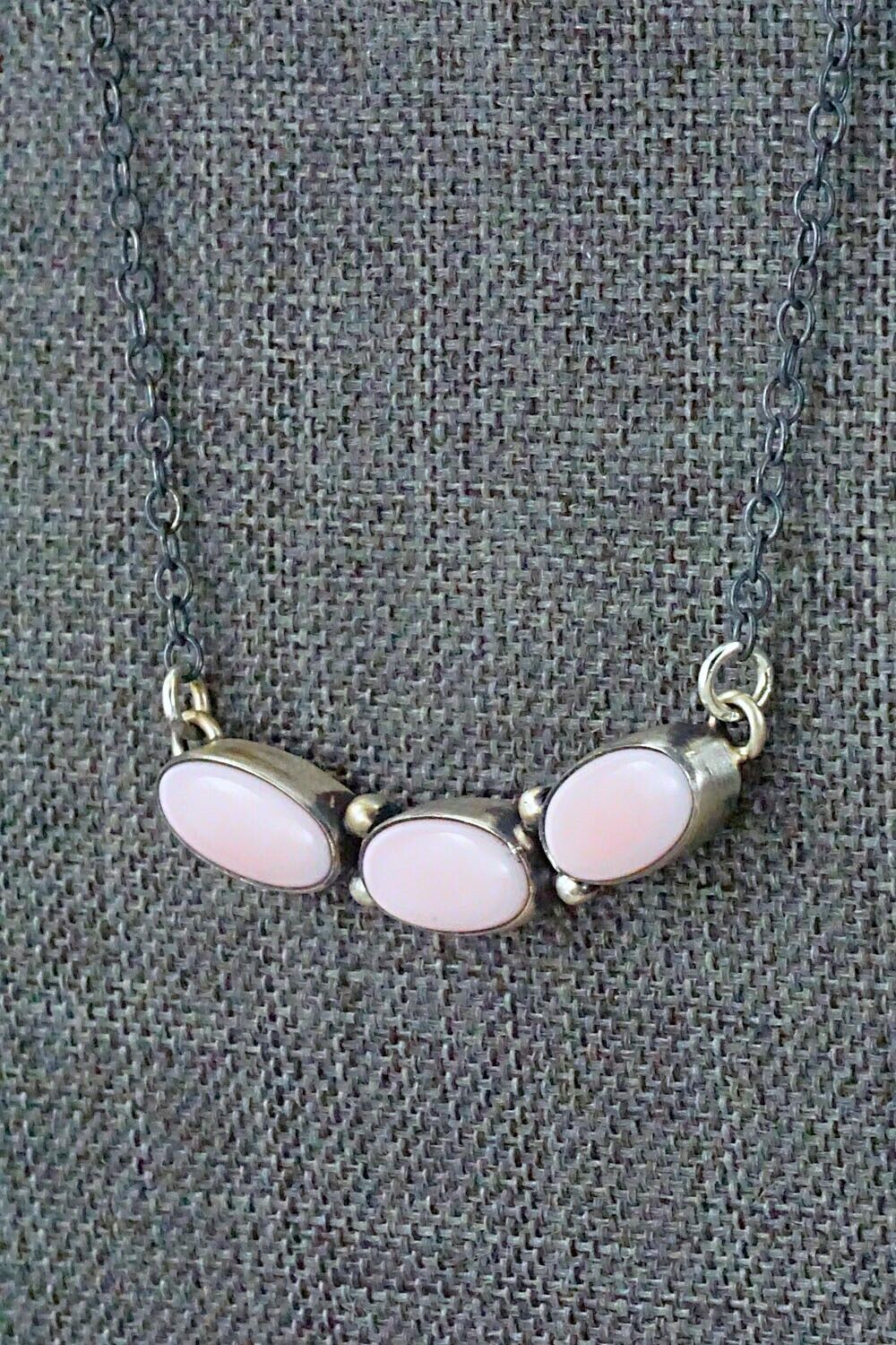 Pink Conch Shell & Sterling Silver Necklace - Loretta Delgarito