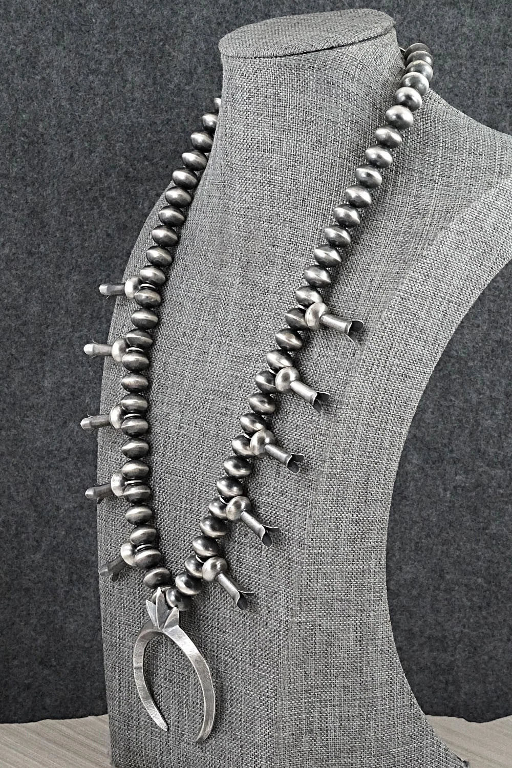 Sterling Silver Navajo Pearl Squash Blossom Necklace - Presley Haley