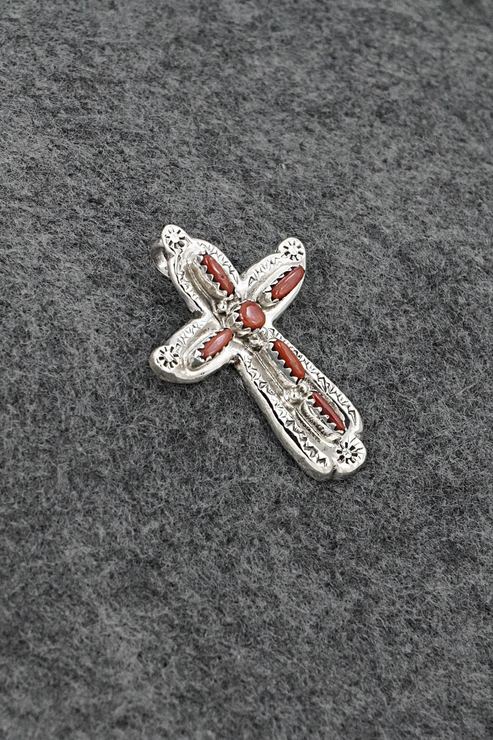 Coral & Sterling Silver Pendant - Murray Hannaweeka