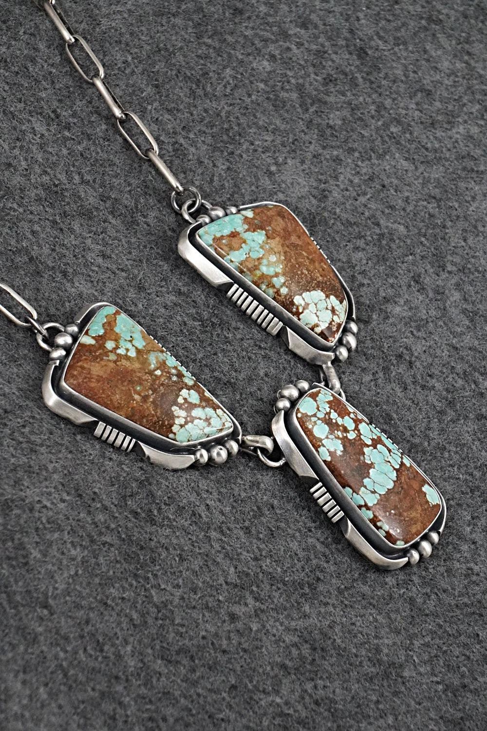 Turquoise & Sterling Silver Necklace and Earrings Set - Paul Livingston