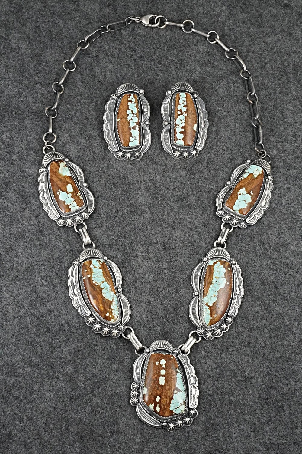 Turquoise & Sterling Silver Necklace and Earrings Set - Randy Boyd
