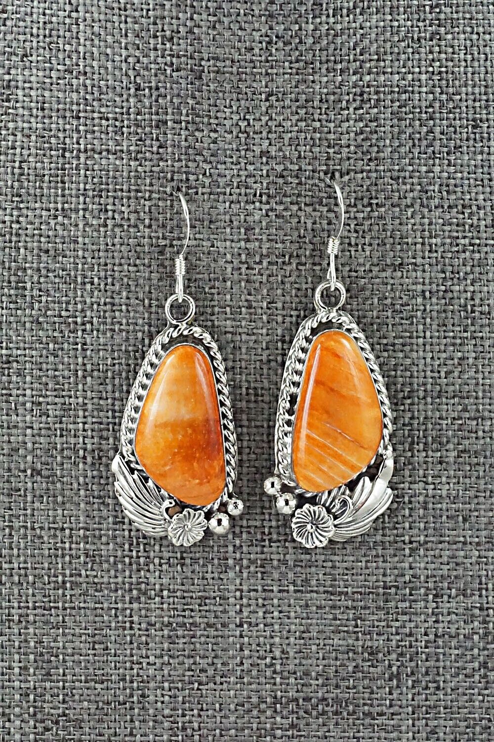 Spiny Oyster & Sterling Silver Earrings - Fannie Platero