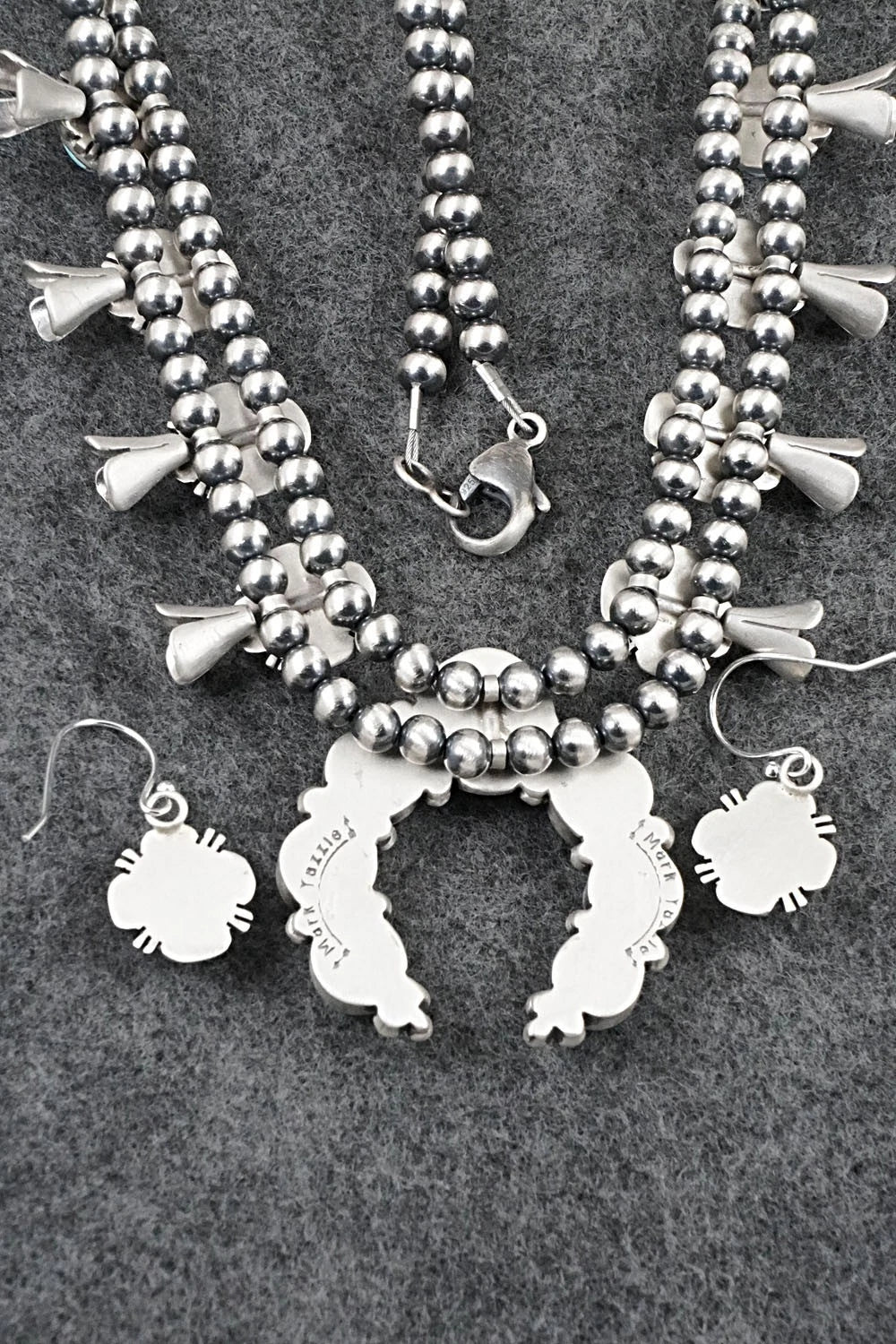 Turquoise & Sterling Silver Squash Blossom Necklace Set - Mark Yazzie