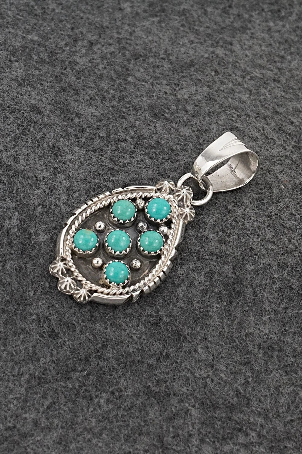 Turquoise & Sterling Silver Pendant - Kenny Lonjose