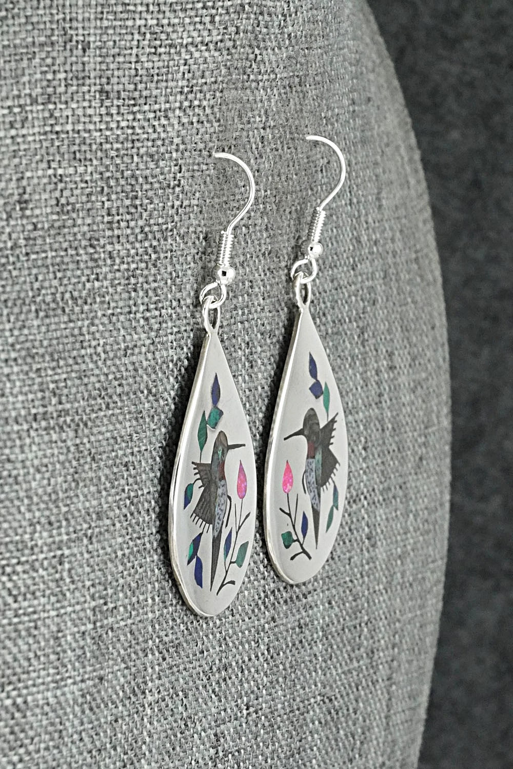 Multi-Stone Inlay & Sterling Silver Earrings - Raymond Boyd
